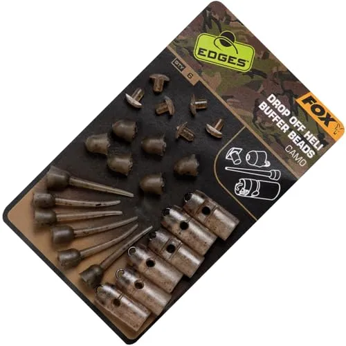Fox Edges Camo Drop Off Heli Buffer Bead kit - 6 Pufferperlen für Helikopterrigs & Chodrigs, Perlen für Karpfenmontagen