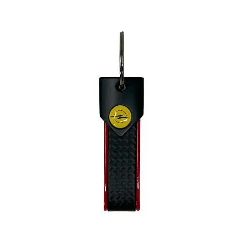 4R Quattroerre.it Schlüsselanhänger kompatibel mit Opel | Robust und langlebig | Ringverschluss | Ideal als Geschenk | 90 x 20 mm, Rotes Logo Gelb, 90 x 20 mm