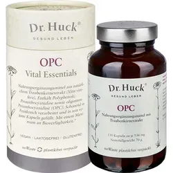 Dr. Huck® OPC Kapseln Vegan - 130 Kapseln - Nahrungsergänzungsmittel aus natürlichem Traubenkernextrakt, vegan, laktose- und glutenfrei. Unterstützt das Immunsystem, die Haut und wirkt antioxidativ für ein gesundes Leben.