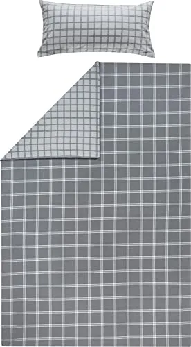 Erwin Müller Flanell Wende-Bettwäsche - Bettwäsche-Sets aus 100% Baumwolle, flauschig weich und temperaturausgleichend für gemütliche Nächte. Modernes Karo-Design mit praktischem Reißverschluss.
