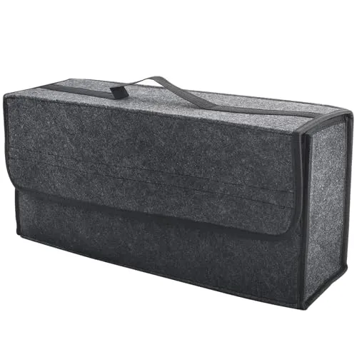 VAGCARS Auto Kofferraum Organizer, Faltbar Kofferraumtasche, Rutschfest Filz Auto Organizer Toolbag mit Klettbändern, Universell Autotasche, Kfz Zubehör Geeignet für alle Fahrzeuge (1 Stück)