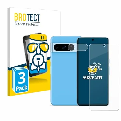 BROTECT 3 Stück Schutzglas für Google Pixel 8 Pro (Display+Kamera) Schutzfolie Panzer Folie Glas[Extrem Kratzfest, Anti-Fingerprint, Ultra-]