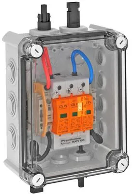 OBO Bettermann VG-BC900S1 PV-String auf 1 WR-MPP - Steckbare Systemlösung für PV-Wechselrichter mit 1 MPP-Tracker, IP66 Schutzart und fehlerresistenter Y-Schaltung, ideal für sicheren Blitzschutz und einfache Installation.