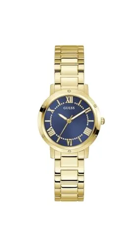 Guess Quarzuhr DAWN GW0404L4, modische Damenuhr mit goldfarbenem Edelstahlarmband - Damenuhren mit elegantem Design, Quarz-Antrieb und wasserdicht bis 3 bar, ideal für jeden Anlass.