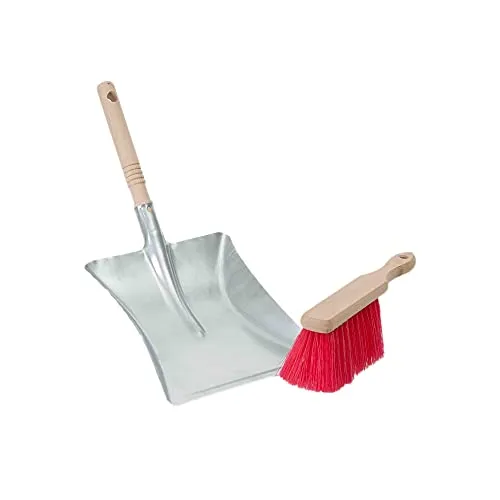 Novaliv Kehrgarnitur mit Handfeger Langer Stiel I 45 cm I Elaston I Kehrschaufel Set Kehrset Handkehrset