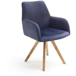 HARPER MERIDA Armlehnenstuhl in Blau - Stuhl aus Massivholz mit modernem Design, 100% Polyesterbezug für hohen Komfort, ideal für verschiedene Einrichtungsstile.