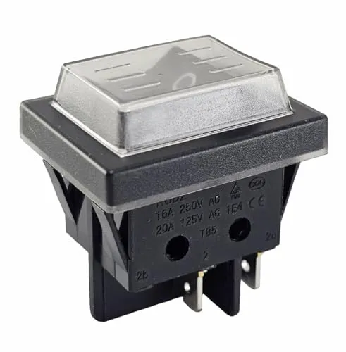 Wasserdichter Wippschalter On/Off 4 Pin 16A 250 AC/DC einrastet, mit Wasserdichte Abdeckung IP65, Schwarz