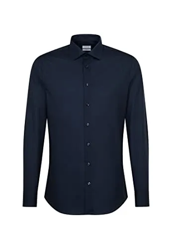 Seidensticker Herren Business Hemd Slim Fit Bügelfrei, Dunkelblau - Herrenhemden in Slim Fit, bügelfrei und aus 100% Baumwolle für optimalen Tragekomfort. Perfekt für Büro, Freizeit oder besondere Anlässe.