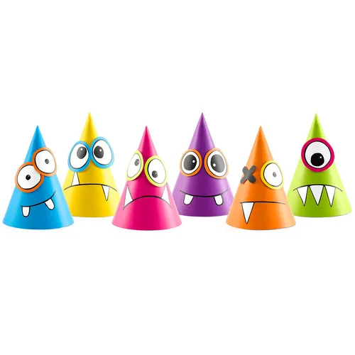 Stück Partyhüten Monster aus Papier Farbmischung 16cm Partyzubehör 6