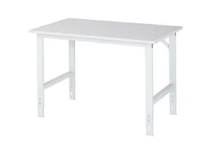 Rau Arbeitstisch Tom, höhenverstellbar 125 x 76-108 cm - Werkstatteinrichtung mit manuell höhenverstellbarer Arbeitsplatte für ergonomisches Arbeiten, Traglast von 500 kg und robustem Melaminmaterial.
