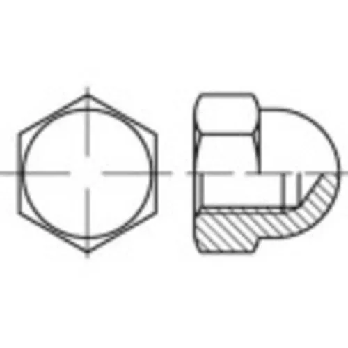 100er Multipack TOOLCRAFT 1066913 Sechskant-Hutmuttern M4 DIN 1587 Edelstahl A4