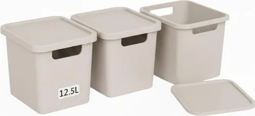 Plastard Aufbewahrungsboxen 12,5 L, 3er-Set, BPA-frei, Beige