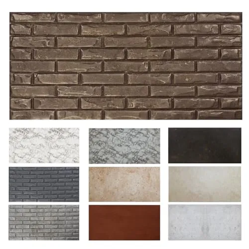 MDEKOR Wandpaneele Ziegel 50x100 cm | XPS 3D Wandverkleidung in Ziegeloptik| 4 Stück = 2 m² Brick Old Iron | Paneele 12 mm dick | Dekorative Platten aus Porystyrol für Innenräume