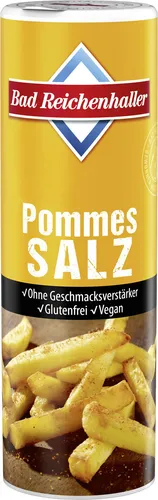 Bad Reichenhaller Pommes Salz 300g - Hochwertiges Gewürzsalz für perfekte Pommes, sorgt für den idealen Geschmack und eine knusprige Textur. Ideal für die Zubereitung von Snacks und Beilagen.