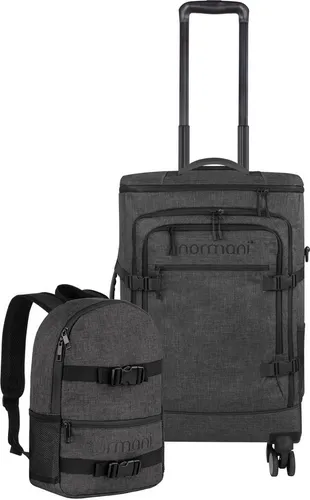 normani Reisetasche Handgepäck Trolley Set mit Backpack grau