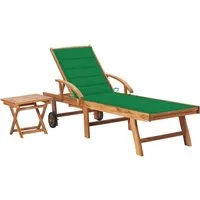 vidaXL Sonnenliege mit Tisch und Auflage aus Massivholz Teak - Gartenliegen aus hochwertigem, witterungsbeständigem Teakholz mit verstellbarer Rückenlehne und Fußteil für optimalen Komfort. Inklusive praktischem Beistelltisch für Getränke und persönliche Gegenstände.