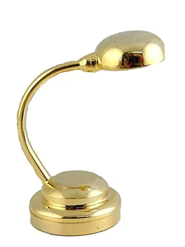 Melody Jane Puppenhaus Modern Schreibtischlampe Messing LED Batterie Licht Beleuchtung