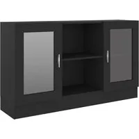 vidaXL Vitrinenschrank Schwarz 120x30,5x70 cm - Moderne Kommode aus langlebigem Holzwerkstoff mit 2 Fächern und 2 Türen, ideal für Stauraum und Dekoration. Perfekt für ein aufgeräumtes Zimmer und leicht zu reinigen.