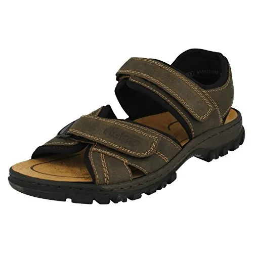 Rieker Herren Sandalen 25051 - Verstellbare Trekkingsandale - Wanderschuhe mit individuell anpassbaren Klettverschlüssen und komfortabler Laufsohle für optimalen Tragekomfort bei jedem Abenteuer.