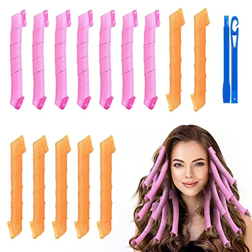 URAQT Lockenwickler für Große Locken, 14pcs DIY Magic Haar Styling Kit - Lockenwickler ohne Hitze für gesundes Haar, ideal für alle Haartypen. Perfekt für zu Hause oder unterwegs, inklusive Styling-Haken für einfache Anwendung.