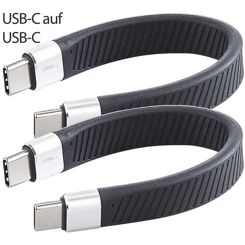 Callstel 2er-Set kurze, flexible Lade-/Datenkabel USB-C auf -C, 100 W PD, 13 cm