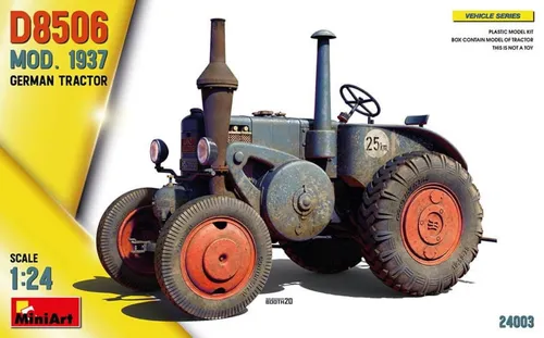 Mini Art 24003 1:24 Dt. Traktor D8506 Mod. 1937 - detaillierter Plastik Bausatz für Modellbau, ideal für Hobbybastler und kreative Projekte