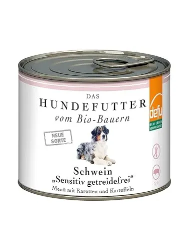 defu Hundefutter | 1 x 200 g | Bio Schwein Sensitiv getreidefrei | Premium Bio Nassfutter Menü | Alleinfuttermittel für Hunde