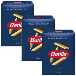 Barilla Nudeln, Barilla Nudeln Penne Rigate Nummer 73 Hartweizennudeln 3er Pack