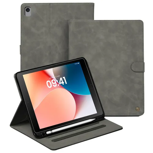 Tablet Schutz Hülle für Apple iPad 7. 8. 9. Gen 10.2 Zoll Klapp Cover Case Grau