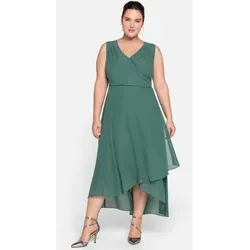 Elegantes Abendkleid SHEEGO in Wickeloptik, Größe 52, opalgrün - Stilvolles Abendkleid in Wickeloptik von sheego, figurumspielend mit raffiniertem Rückenausschnitt. Ideal für besondere Anlässe und festliche Events.
