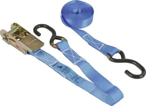 KERBL Zurrgurt 4 m x 25 mm, 2-teilig, Haken, Ratsche, blau, 3762 000000000000594862