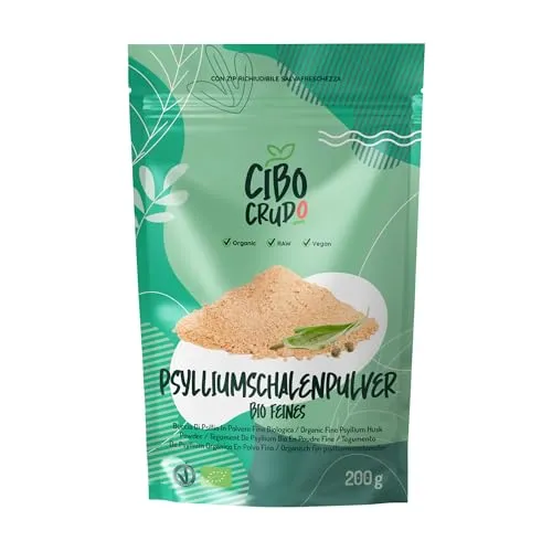 Bio Flohsamenschalen Gemahlen 99% Reinheit - 200g. Indische Flohsamen Pulver. Ballaststoffreich Naturbelassen Rein und Vegan. Plantago Ovata Psyllium Husk Powder Low Carb.