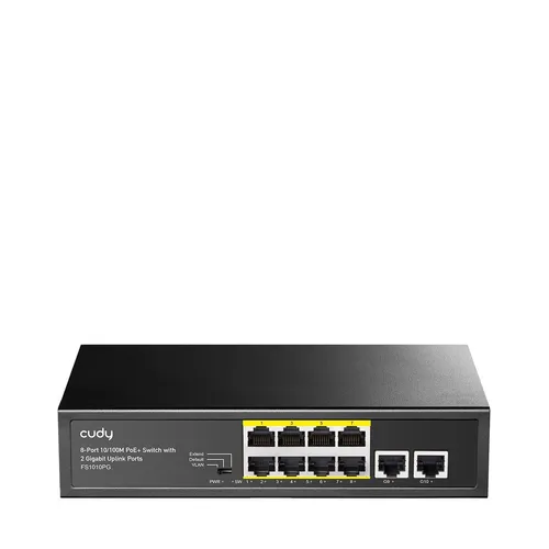 Cudy FS1010PG - 8-Port PoE+ Switch mit 120 W, ideal für IP-Telefone und Überwachungskameras, erweiterbar bis 250 m