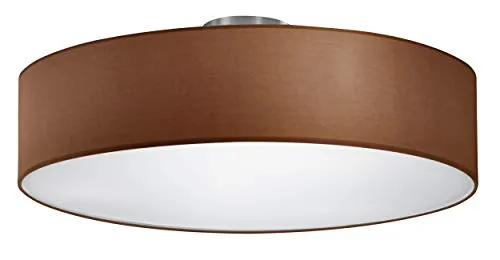 Trio Leuchten Deckenleuchte in nickel matt, Stoffschirm braun 603900314