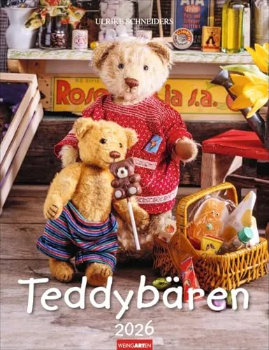 Teddybären Kalender 2026: Foto-Wandplaner mit niedlichen Teddys. Jeden Monat ein liebevoll arrangiertes Bären-Foto im Format 30 x 39 cm. Mit Platz zum Eintragen.