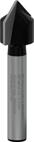 V-Nutfräser Standard for Wood mit 6 mm Schaft, D1 12,7 mm, L 12,7 mm,G 45 mm,90° Bosch Accessories 2608628447