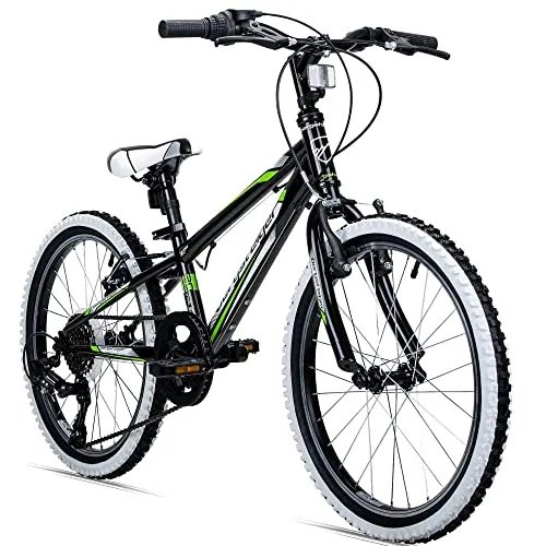 Bergsteiger Kansas 20 Zoll Kinderfahrrad - Mountainbike für Kinder von 6-11 Jahren, ausgestattet mit Shimano 6 Gang-Schaltung und modernem Design. Ideal für den Schulweg und schnelle Montage.
