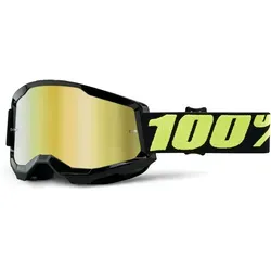100% Strata 2 Chrome Motocross Brille, schwarz-gelb - Sportbrillen mit flexibler, langlebiger Rahmenkonstruktion und großem Sichtfeld – ideal für Motocross-Enthusiasten.