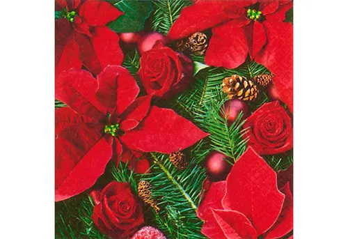 ti-flair Papierserviette, Servietten Papier 33x33cm Weihnachtsstern Motiv 20 Stück Rot / Grün