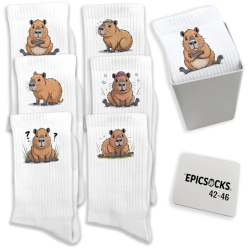 epicsocks Chill Capybara Socken im 6er Set für Tierliebhaber