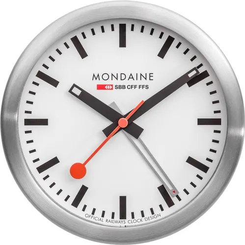 Mondaine A997.MCAL.46SBV.2 silber-blaue mini Wanduhr Tischuhr & Wecker 12,5 cm