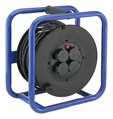 Forum Kabeltrommel Kunststoff H07RN-F3G1,5 40m BGI608 - Robuste 40m Kabeltrommel aus Spezialkunststoff, ideal für Baustellen und den Außenbereich. Mit 4 Schutzkontakt-Steckdosen und praktischen Sicherheitsmerkmalen für zuverlässigen Einsatz.