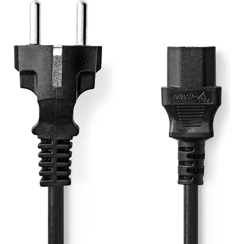 Nedis Stromkabel | Schutzkontaktstecker | IEC-320-C13 | Gerade | Gerade | Vernickelt | 3.00 m | Rund (3 m) (CEGL10030BK30)