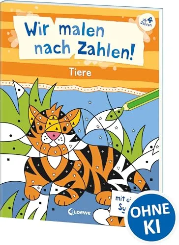 Wir malen nach Zahlen! - Tiere: mit einfachen Symbolen - Beschäftigung für Kinder ab 4 Jahren - Hilft gegen Langeweile zu Hause oder unterwegs!