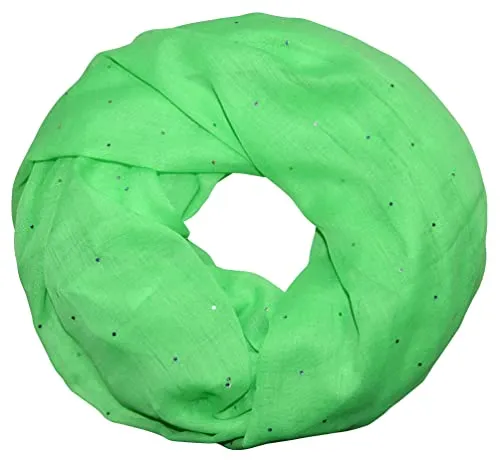 thb Richter Damen Glitzerschal Schlauchschal Loopschal Einfarbig Uni Sommerschal mit Glitzer Strass Loop Tuch Tücher Schals (Strass - Grün)