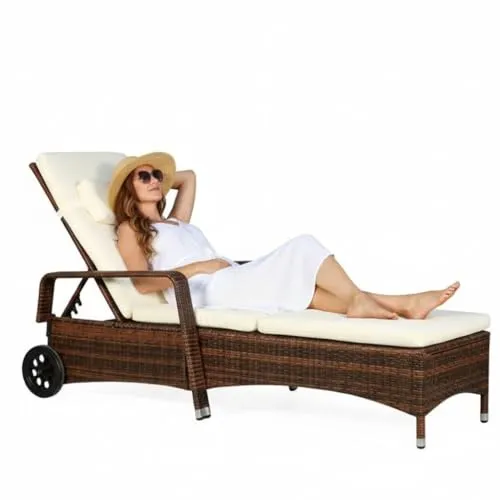 Melko Gartenliege Braun mit Auflage