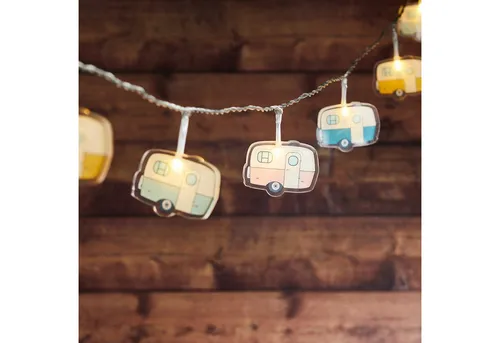 Lights4fun LED-Lichterkette 12er Retro Campingwagen Lichterkette Batterie