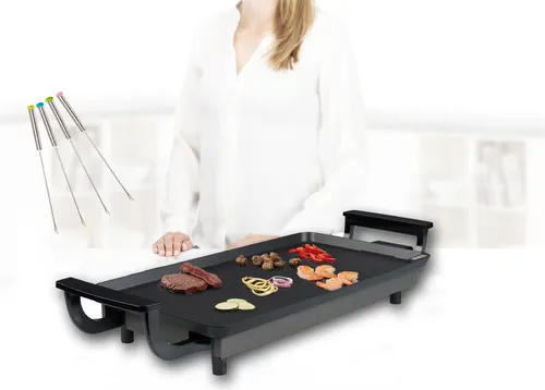 XL Teppanyaki große Grillplatte 43x23cm - 1800 Watt, ideal für 4-6 Personen, schnell aufheizend und mit Antihaftbeschichtung