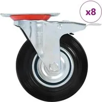 vidaXL 8 Stk. Lenkrollen 125 mm - Handgartengeräte-Zubehör, Set aus 8 Lenkrollen mit Bremsen für einfache Mobilität und Schutz des Bodens, ideal für Möbel und Werkbänke, max. Belastbarkeit 100 kg pro Rolle.