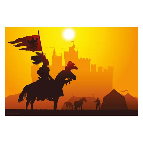 CoverYourDesk Schreibtischunterlage Ritter im Sonnenuntergang (21557381) - Stilvolle Schreibtischunterlage mit beeindruckendem Ritter-Motiv. Ideal für kreatives Arbeiten und zum Schutz Ihrer Tischoberfläche.
